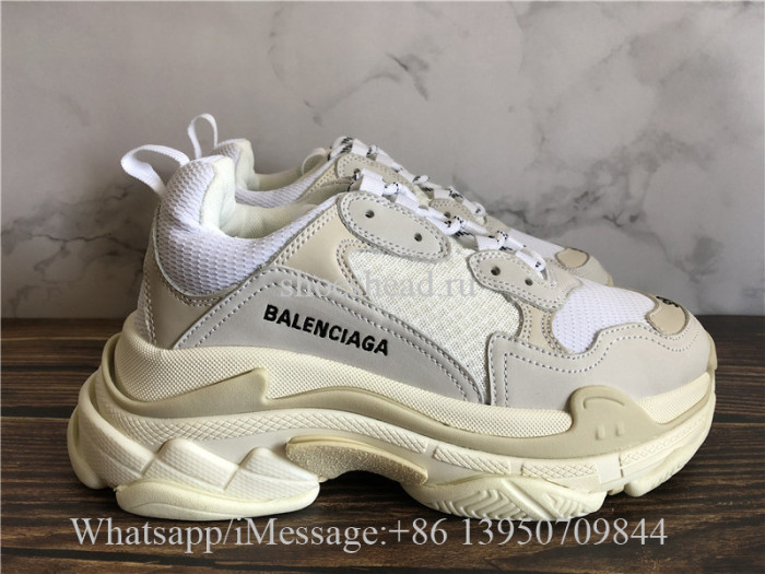 (Grey Box)Balenciaga Triple S Cream White Sneaker