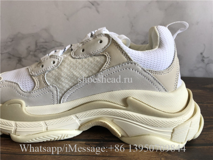 (Grey Box)Balenciaga Triple S Cream White Sneaker