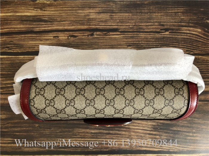 Original Gucci 1955 Horsebit GG Supreme Red Shoulder Bag