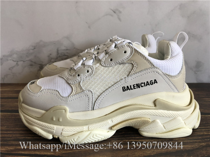 (Grey Box)Balenciaga Triple S Cream White Sneaker
