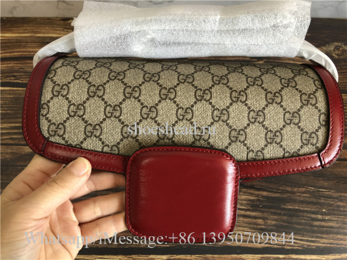 Original Gucci 1955 Horsebit GG Supreme Red Shoulder Bag