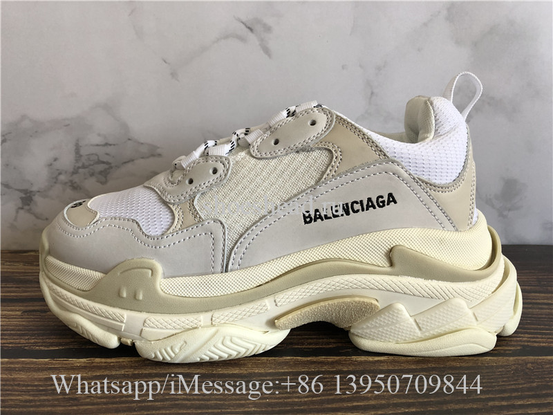 (Grey Box)Balenciaga Triple S Cream White Sneaker