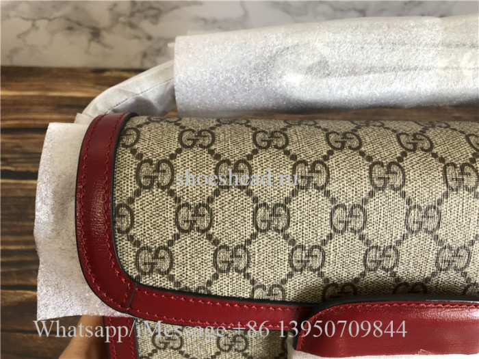 Original Gucci 1955 Horsebit GG Supreme Red Shoulder Bag