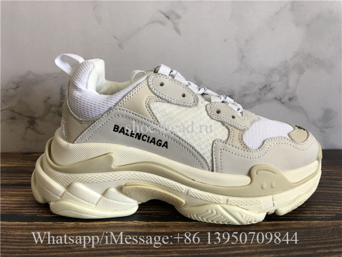 (Grey Box)Balenciaga Triple S Cream White Sneaker