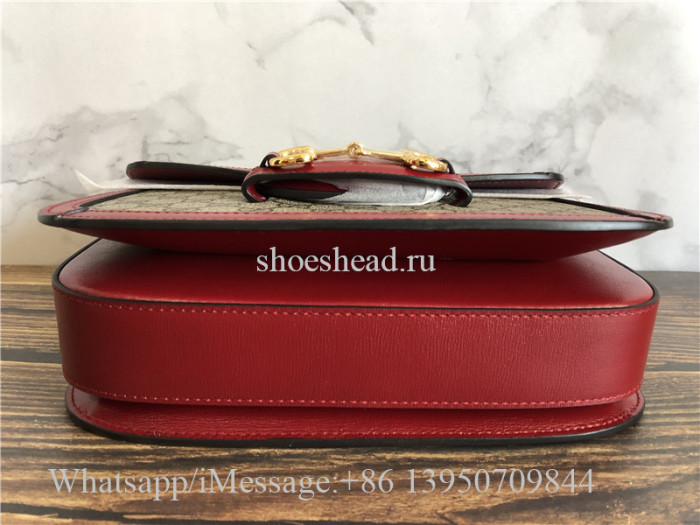 Original Gucci 1955 Horsebit GG Supreme Red Shoulder Bag