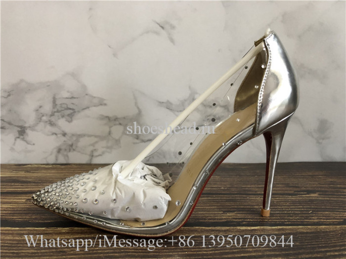 Christian Louboutin Degrastrass 100 Crystal studded transparent PVC Pumps