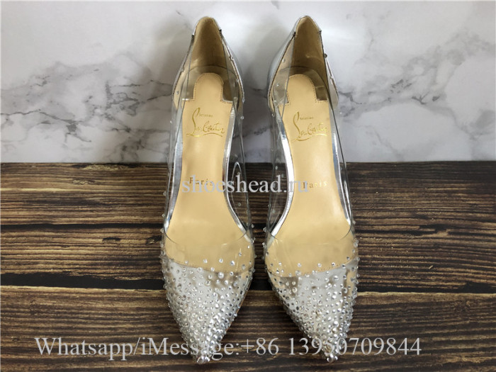Christian Louboutin Degrastrass 100 Crystal studded transparent PVC Pumps