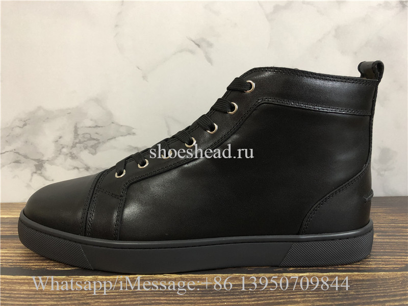 Christian Louboutin Flat High Top Sneaker Black Leather