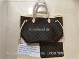 Original Louis Vuitton Neverfull Tote Pochette Clutch Neo GM Brown Monogram Canvas Shoulder Bag