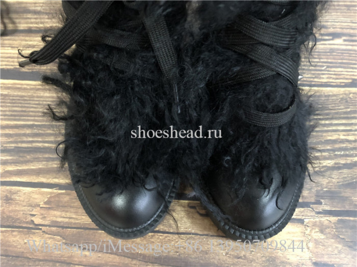 Christian Louboutin Fur Ankle Boots Black Leather