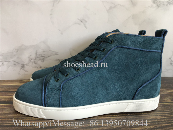 Christian Louboutin Flat High Top Sneaker Blue Suede