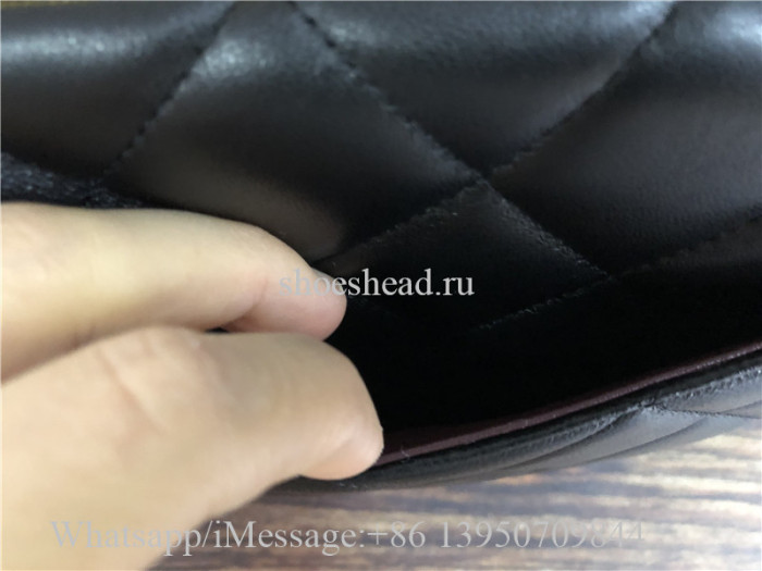Original Chanel Lambskin Black Small Flap Bag With Top Handle