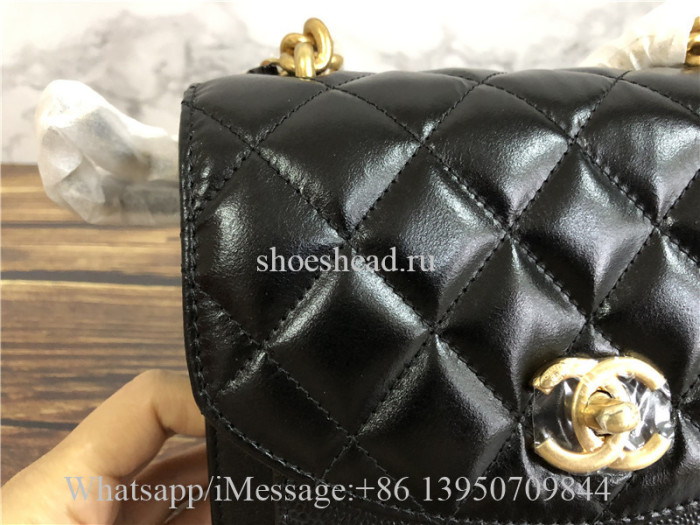 Original Chanel Lambskin Black Small Shoulder Bag 19cm