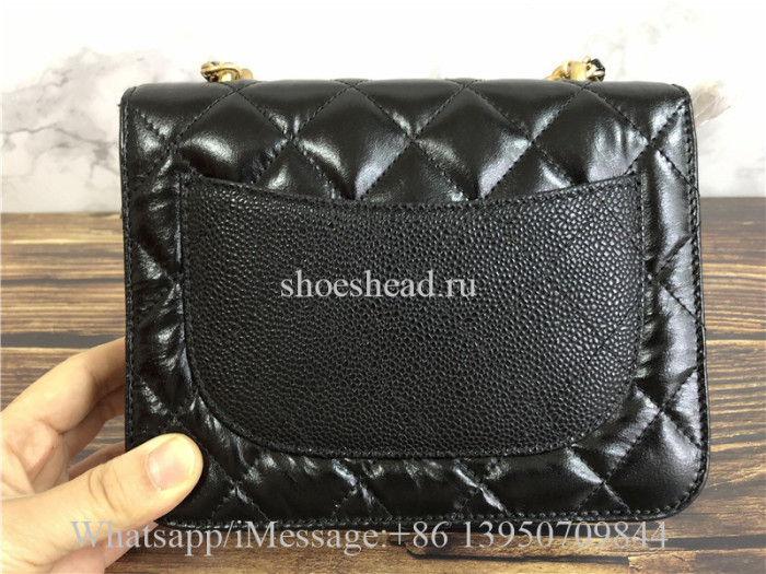 Original Chanel Lambskin Black Small Shoulder Bag 19cm