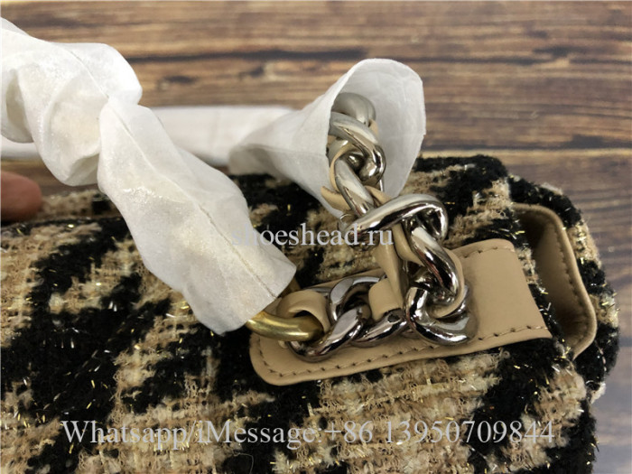 Original Chanel 19 Maxi Flap Bag Tweed Beige & Black
