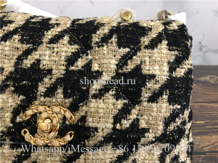 Original Chanel 19 Maxi Flap Bag Tweed Beige & Black