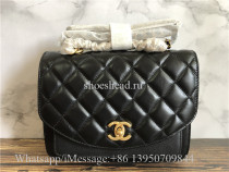 Original Chanel Lambskin Black Small Shoulder Bag 22cm