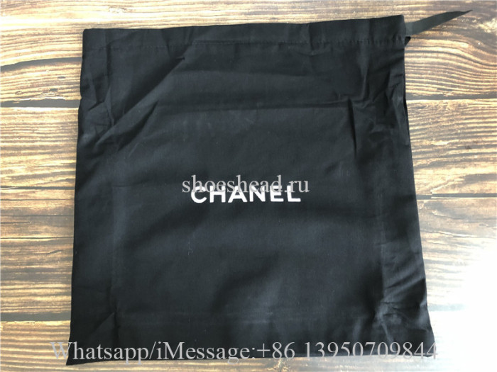 Original Chanel Boy Bag Quilted Caviar Silver-tone Old Large Black