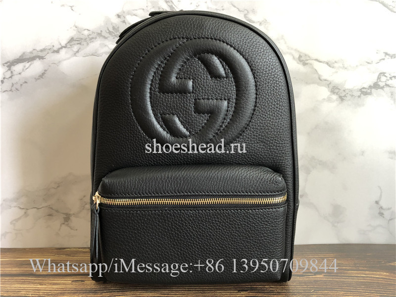 Original Quality Gucci Pebbled Calfskin Soho Chain Backpack Black