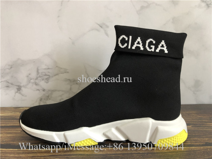 Balenciaga Speed Logo Black White Yellow Trainer