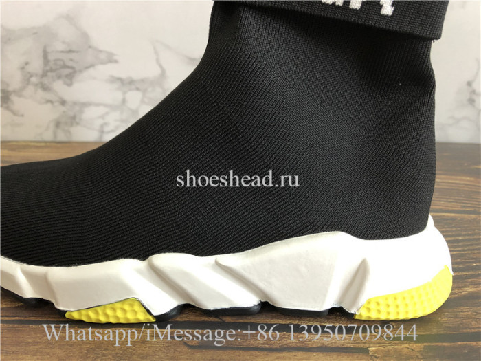 Balenciaga Speed Logo Black White Yellow Trainer