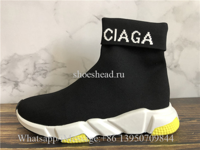 Balenciaga Speed Logo Black White Yellow Trainer
