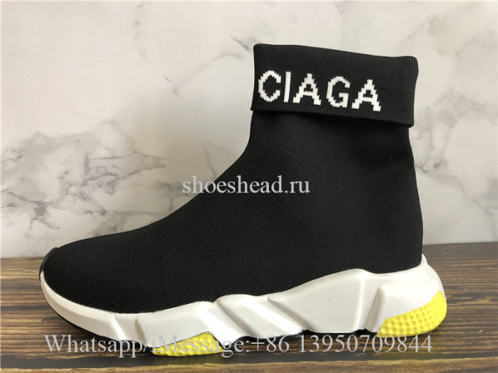 Balenciaga Speed Logo Black White Yellow Trainer