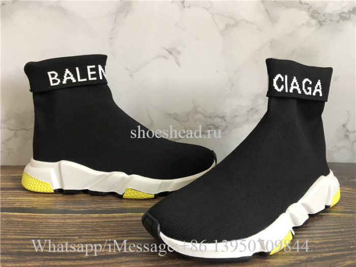 Balenciaga Speed Logo Black White Yellow Trainer
