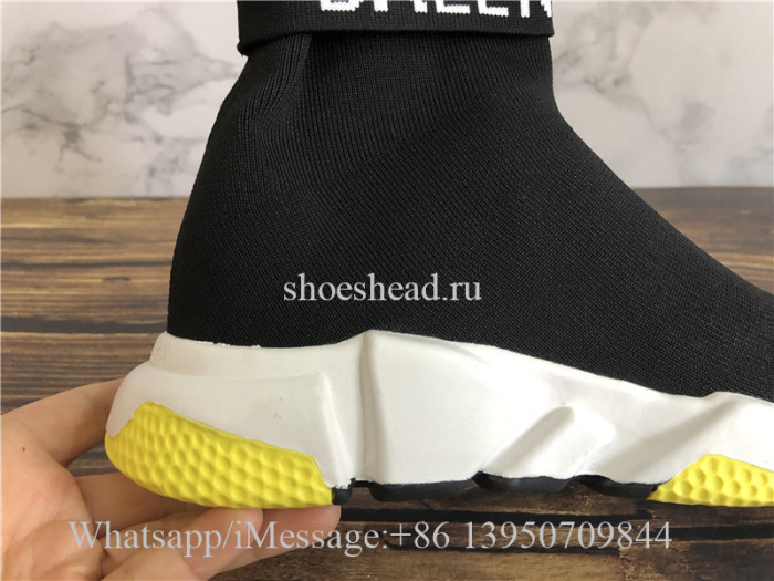 Balenciaga Speed Logo Black White Yellow Trainer