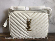 Original Saint Laurent YSL Lou Medium Quilted White Leather Shoulder Bag