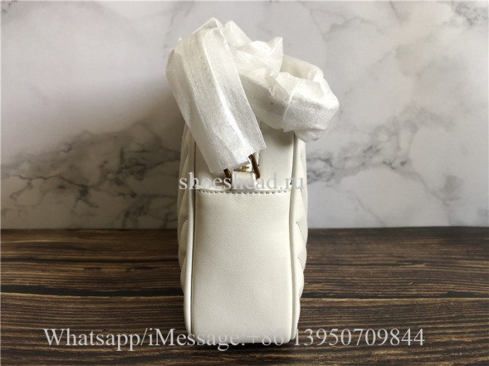 Original Saint Laurent YSL Lou Medium Quilted White Leather Shoulder Bag