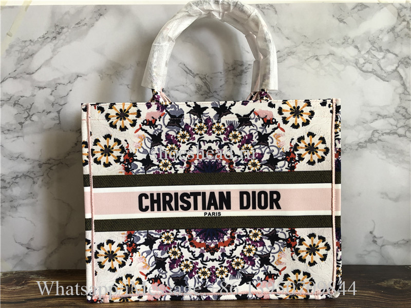 Christian Dior Book Tote Handbag Kaleidoscope Flower Print