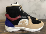 Chanel Calfskin & Suede High Top Sneaker Blue Black Beige