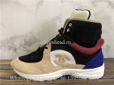 Chanel Calfskin & Suede High Top Sneaker Blue Black Beige