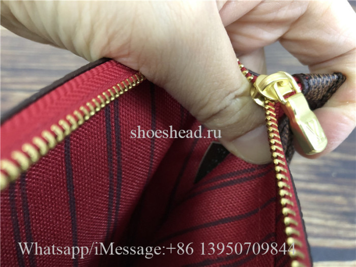 Louis Vuitton Damier Ebene Neverfull MM Cerise Lining Handbag