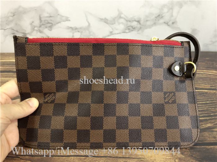 Louis Vuitton Damier Ebene Neverfull MM Cerise Lining Handbag