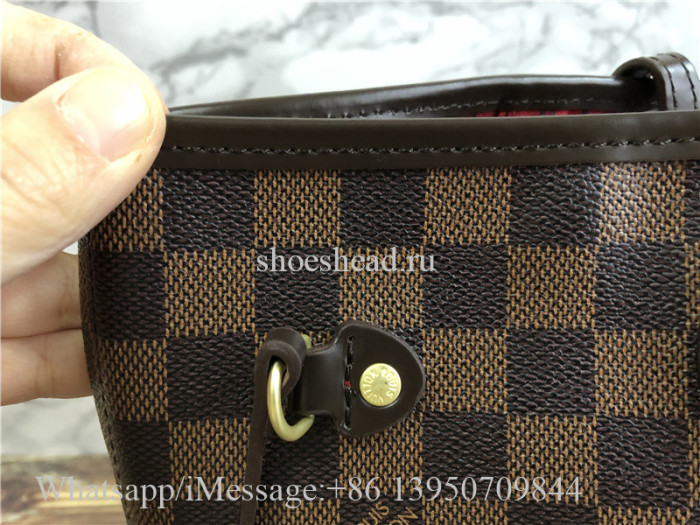 Louis Vuitton Damier Ebene Neverfull MM Cerise Lining Handbag