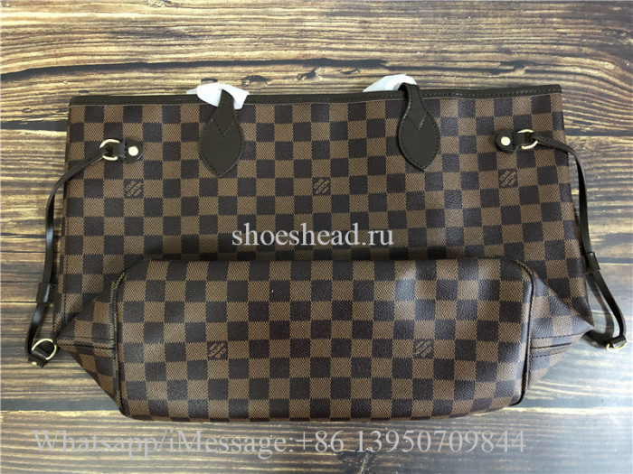 Louis Vuitton Damier Ebene Neverfull MM Cerise Lining Handbag