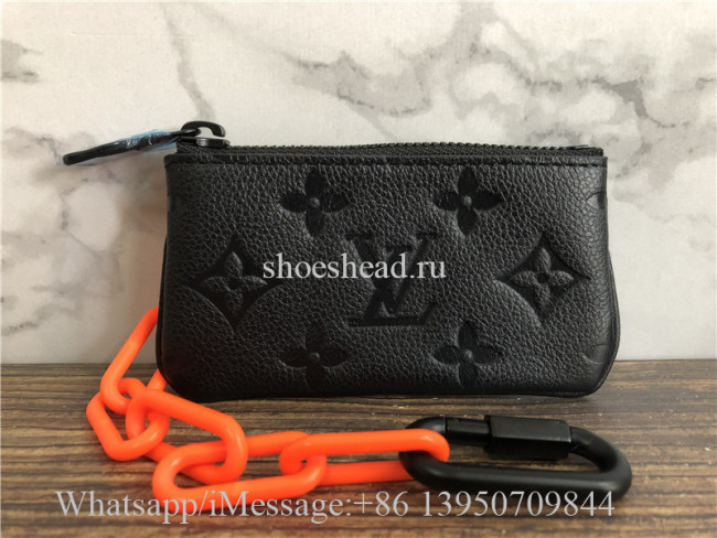 Original Louis Vuitton 2019 Monogram Unisex Chain Plain Leather Coin Cases Key Pouch M67452