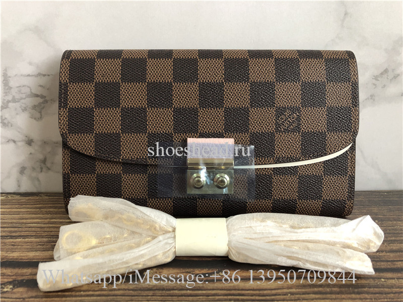Original Louis Vuitton Croisette Chain Wallet Damier Ebene Canvas N61273