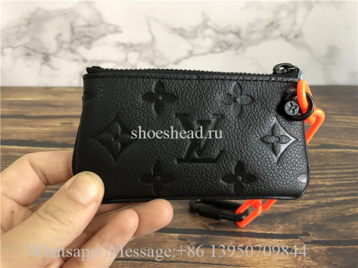 Original Louis Vuitton 2019 Monogram Unisex Chain Plain Leather Coin Cases Key Pouch M67452