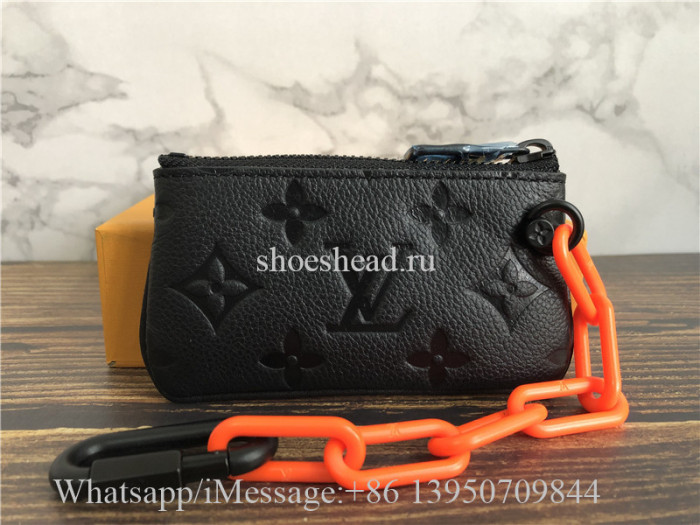 Original Louis Vuitton 2019 Monogram Unisex Chain Plain Leather Coin Cases Key Pouch M67452
