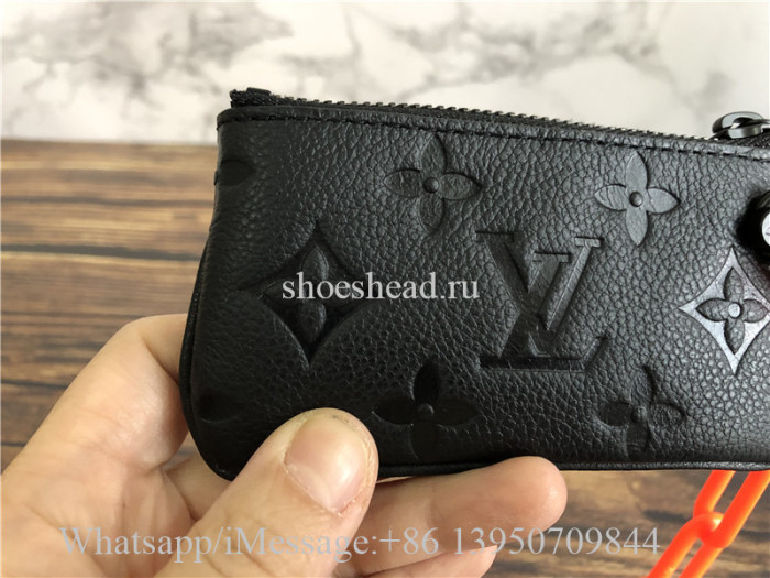 Original Louis Vuitton 2019 Monogram Unisex Chain Plain Leather Coin Cases Key Pouch M67452