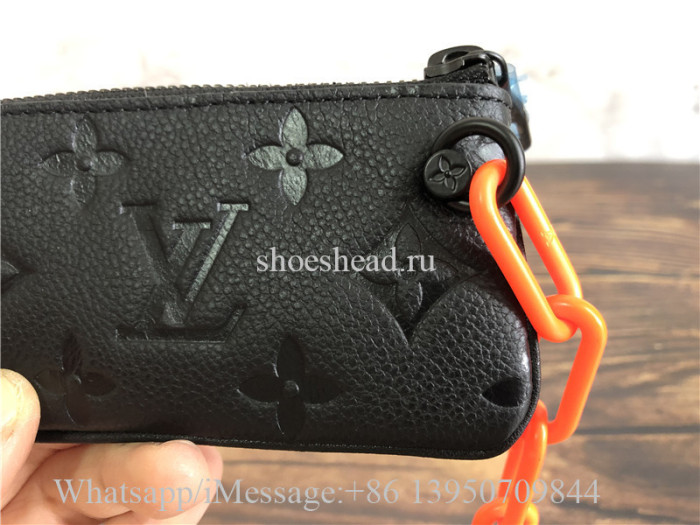 Original Louis Vuitton 2019 Monogram Unisex Chain Plain Leather Coin Cases Key Pouch M67452