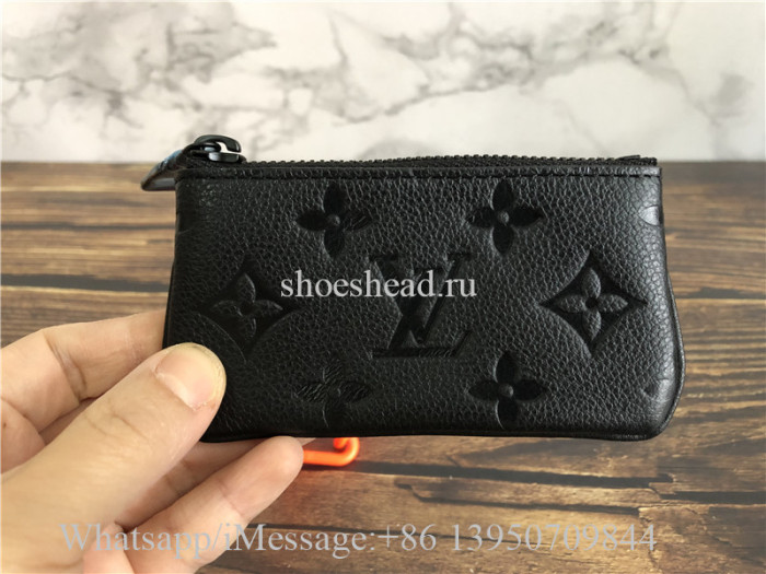 Original Louis Vuitton 2019 Monogram Unisex Chain Plain Leather Coin Cases Key Pouch M67452