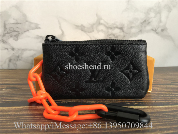 Original Louis Vuitton 2019 Monogram Unisex Chain Plain Leather Coin Cases Key Pouch M67452