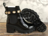 Gucci Black Leather Ankle Boot With Belt