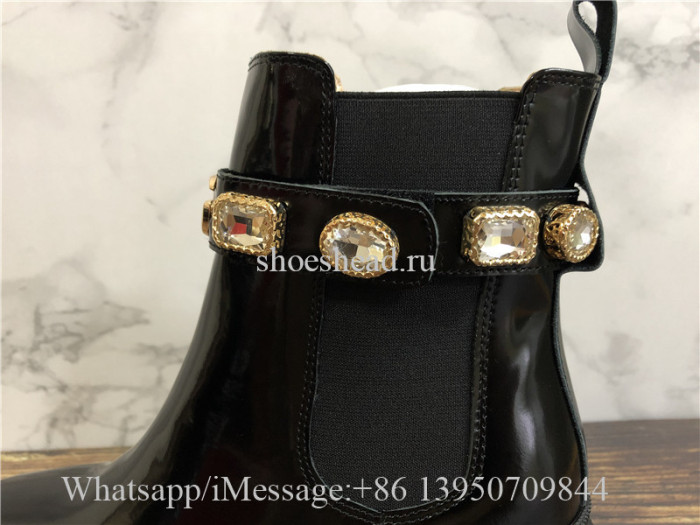 Gucci Black Leather Ankle Boot With Belt