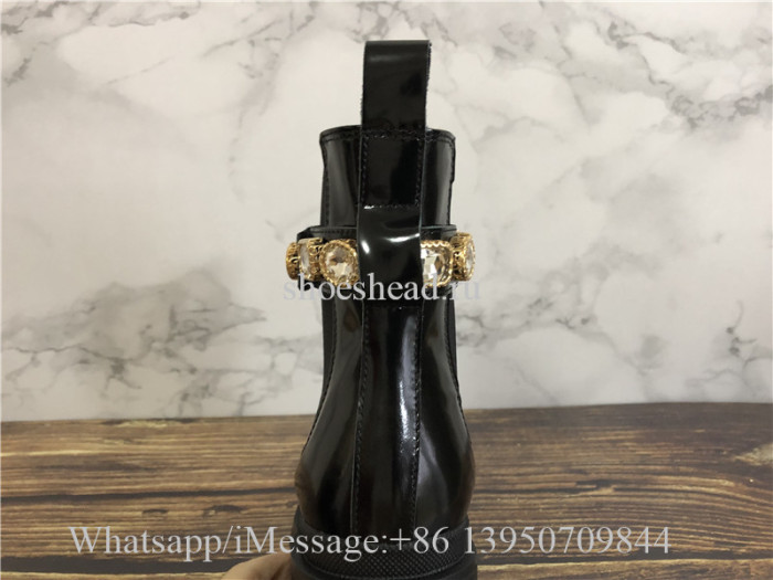 Gucci Black Leather Ankle Boot With Belt