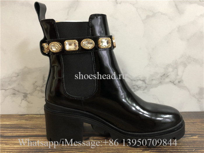 Gucci Black Leather Ankle Boot With Belt